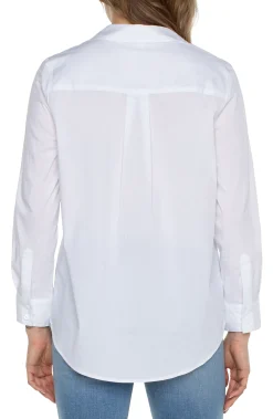 Liverpool Los Angeles Tops-CLASSIC BUTTON FRONT POPLIN SHIRT White