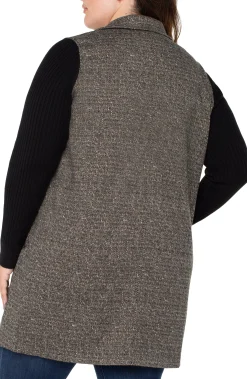 Liverpool Los Angeles Jackets-COATIGAN WITH SWEATER SLEEVES Blacktanherringbone