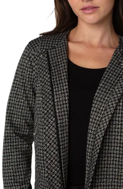 Liverpool Los Angeles Jackets-COLLARLESS ZIP UP JACKET Blacktanlatticeplaid