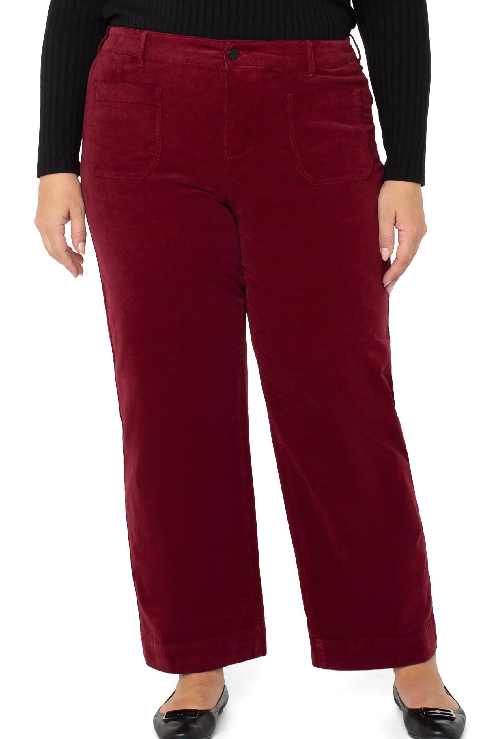 Liverpool Los Angeles Pants-CORDUROY CROP WIDE LEG Ruby