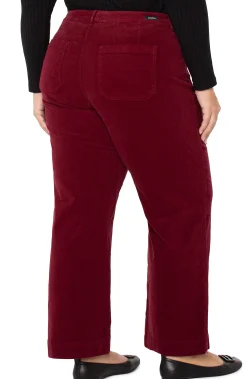 Liverpool Los Angeles Pants-CORDUROY CROP WIDE LEG Ruby