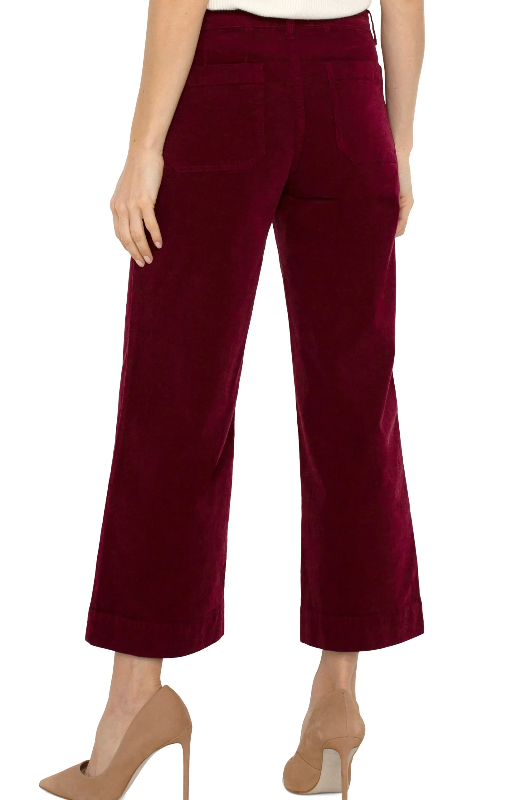 Liverpool Los Angeles Crops|Wide-Leg-CORDUROY CROP WIDE LEG Ruby