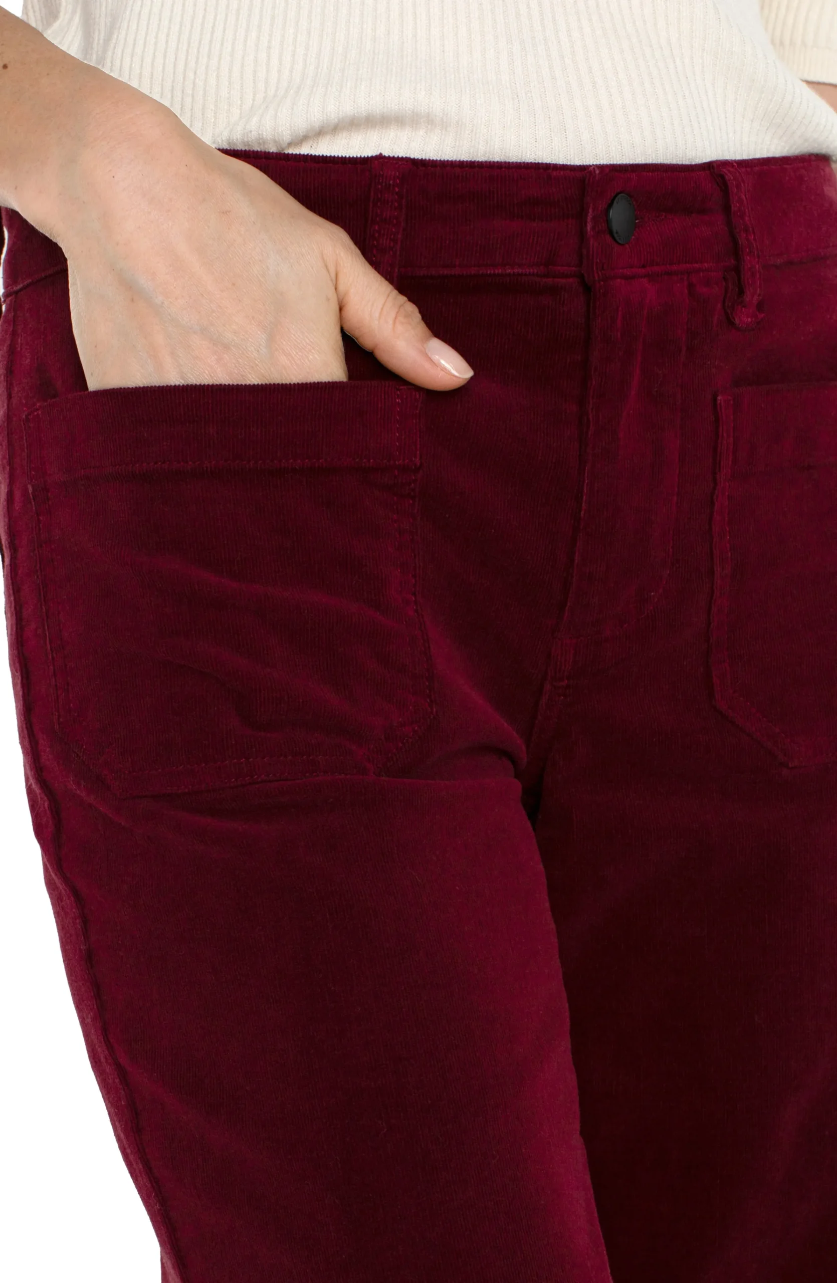 Liverpool Los Angeles Crops|Wide-Leg-CORDUROY CROP WIDE LEG Ruby
