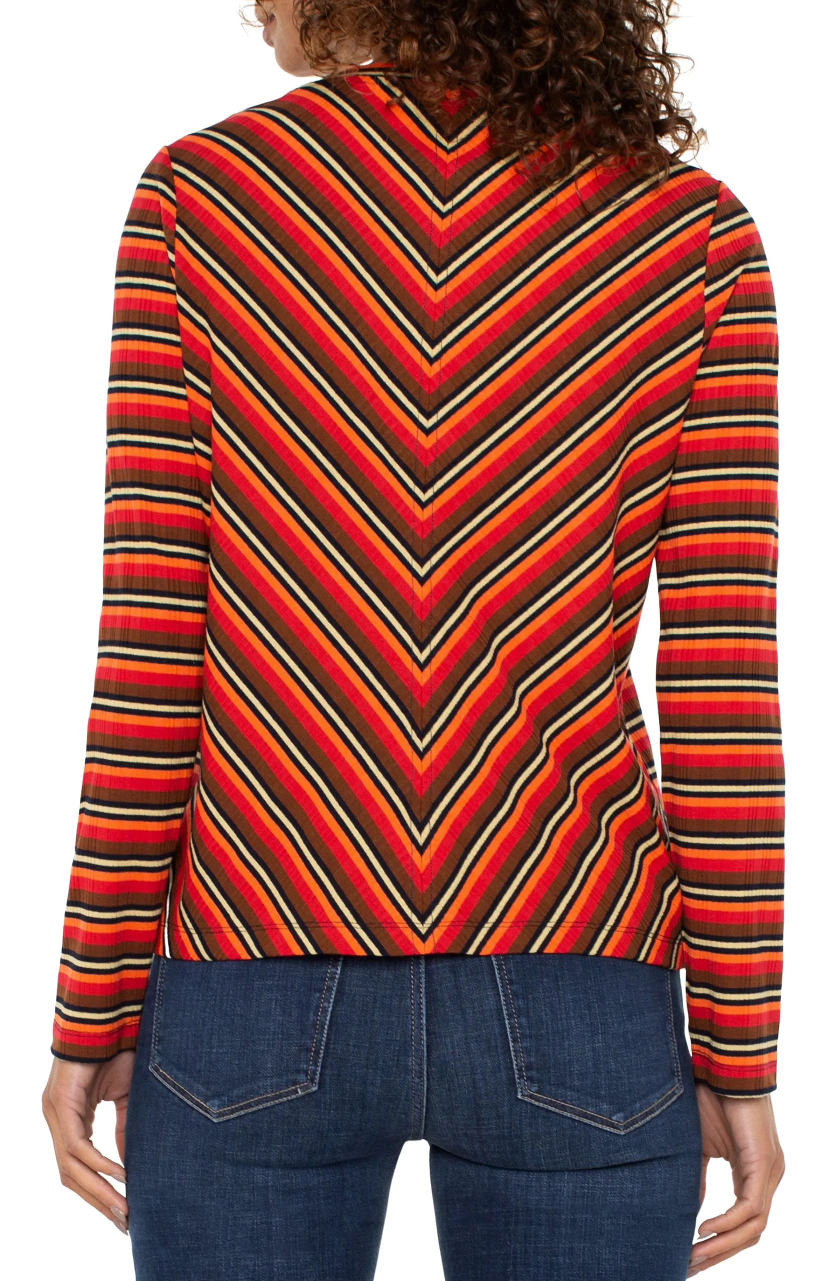 Liverpool Los Angeles Tees-CREW NECK LONG SLEEVE KNIT TOP Burntorangemultistripe