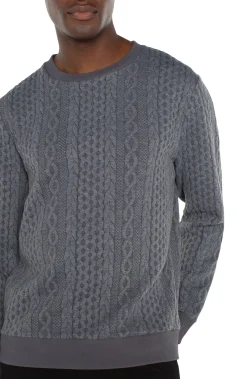 Liverpool Los Angeles Sweaters|Shirts-CREW NECK PULLOVER Charcoalgrey