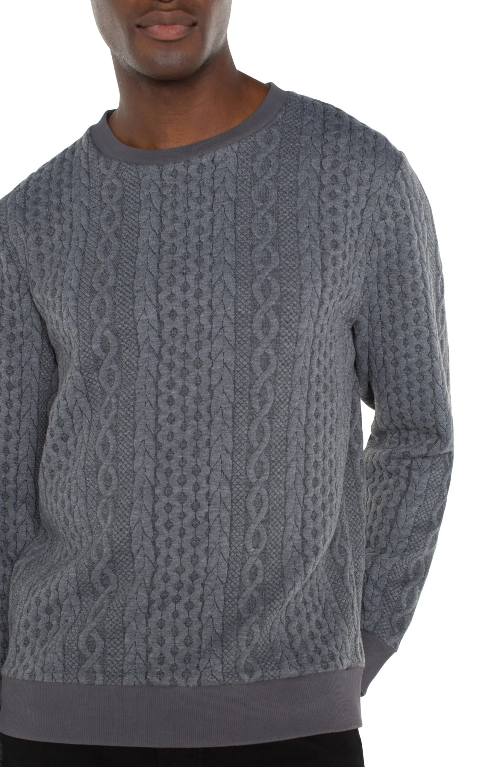 Liverpool Los Angeles Sweaters|Shirts-CREW NECK PULLOVER Charcoalgrey