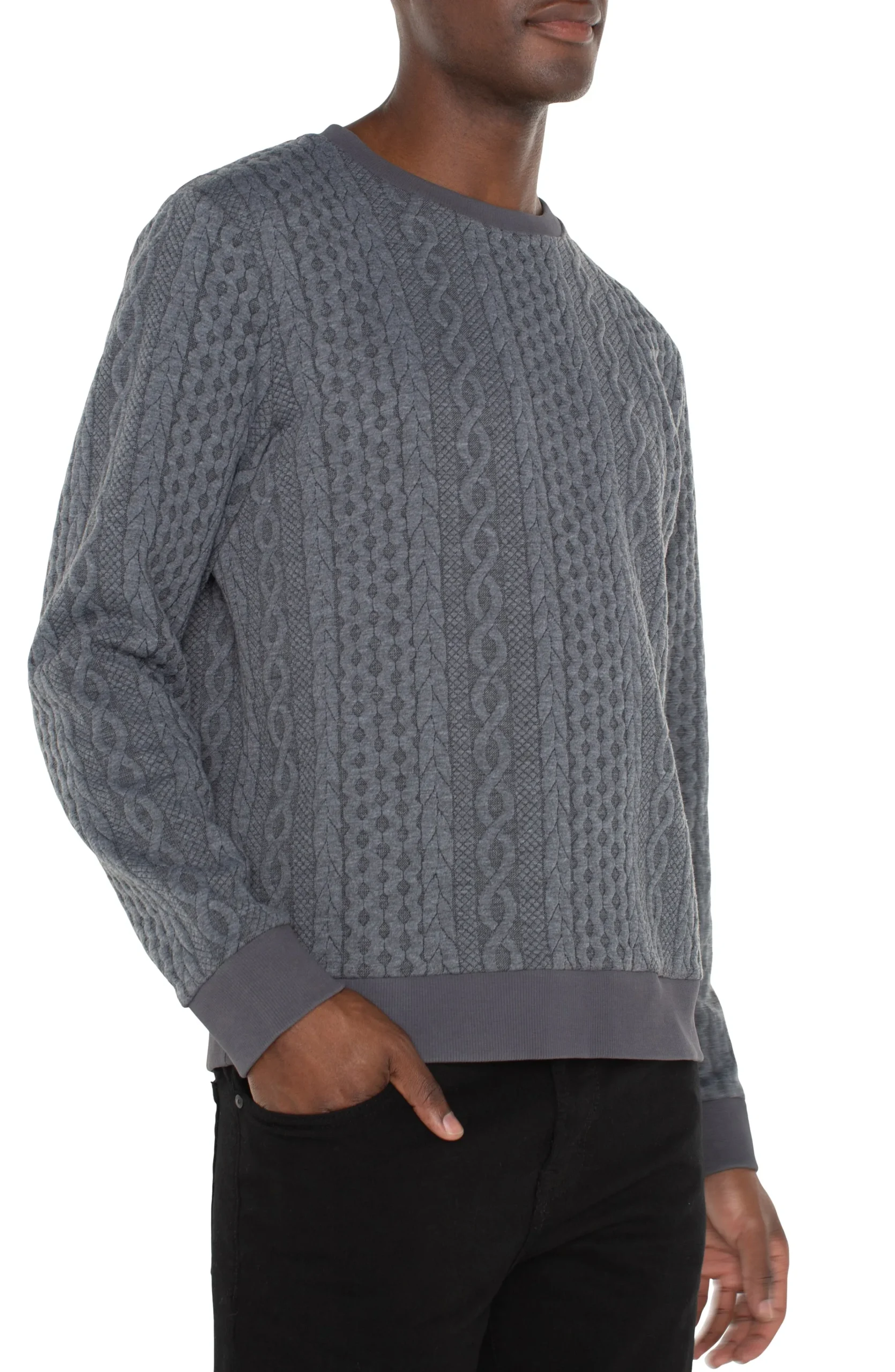 Liverpool Los Angeles Sweaters|Shirts-CREW NECK PULLOVER Charcoalgrey