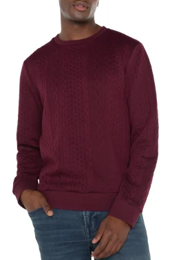 Liverpool Los Angeles Sweaters|Shirts-CREW NECK PULLOVER Burgundy