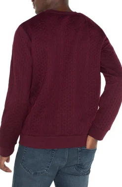 Liverpool Los Angeles Sweaters|Shirts-CREW NECK PULLOVER Burgundy