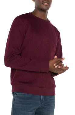 Liverpool Los Angeles Sweaters|Shirts-CREW NECK PULLOVER Burgundy