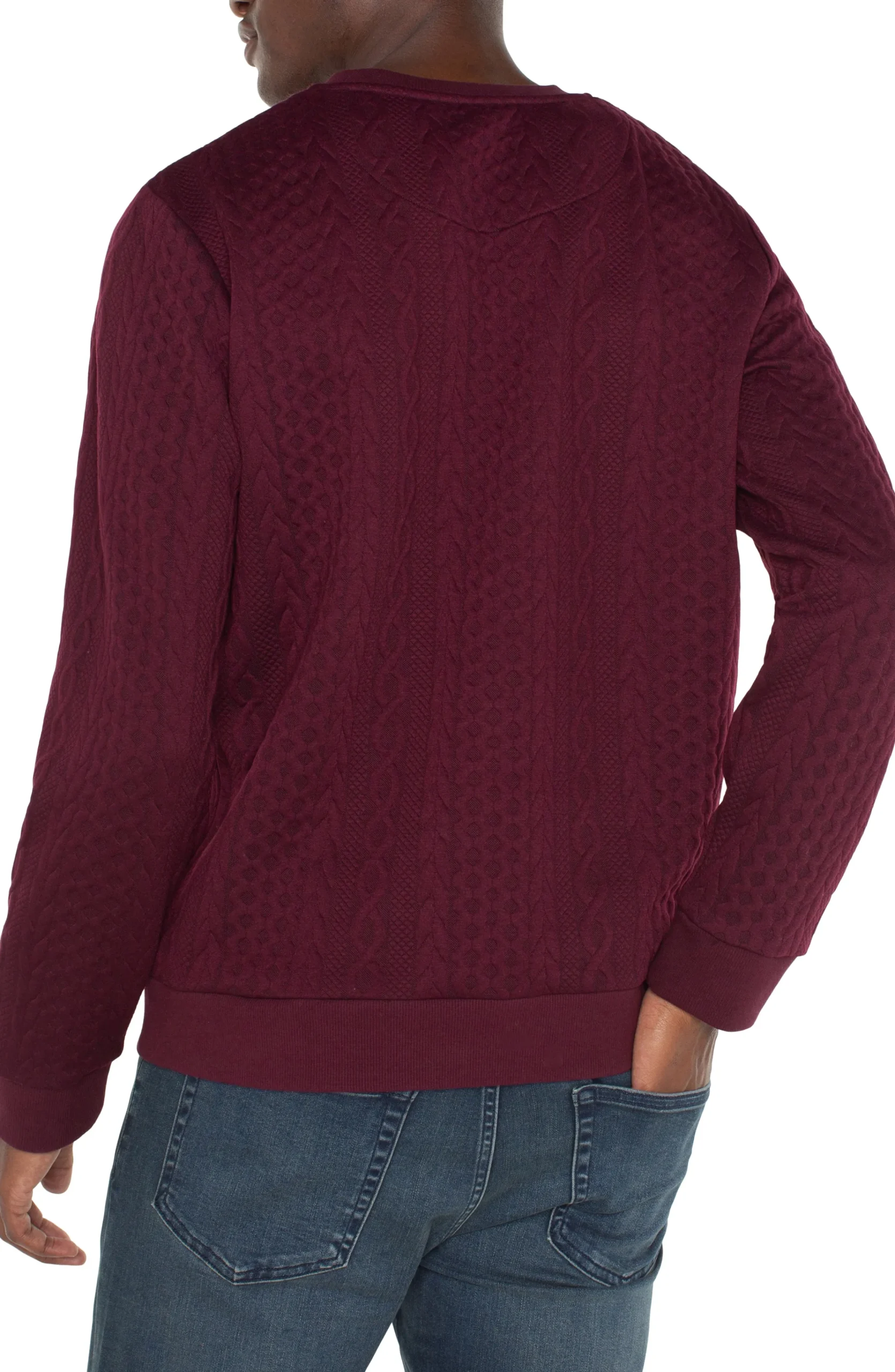 Liverpool Los Angeles Sweaters|Shirts-CREW NECK PULLOVER Burgundy