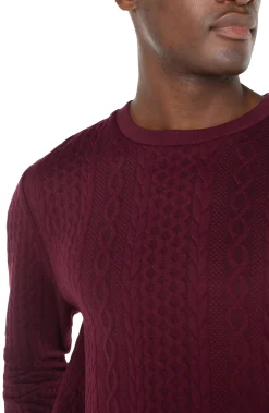 Liverpool Los Angeles Sweaters|Shirts-CREW NECK PULLOVER Burgundy
