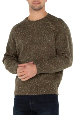 Liverpool Los Angeles Sweaters-CREW NECK RAGLAN SWEATER Olivemulti