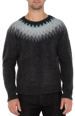 Liverpool Los Angeles Sweaters-CREW NECK RAGLAN SWEATER Charcaolgreymulti