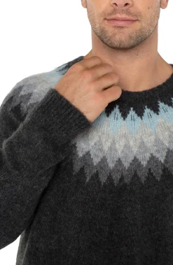 Liverpool Los Angeles Sweaters-CREW NECK RAGLAN SWEATER Charcaolgreymulti
