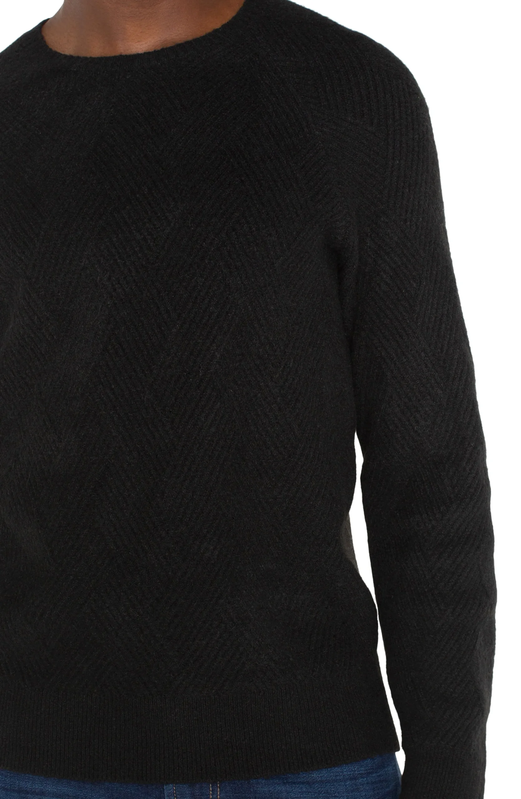 Liverpool Los Angeles Sweaters-CREW NECK RAGLAN SWEATER Black