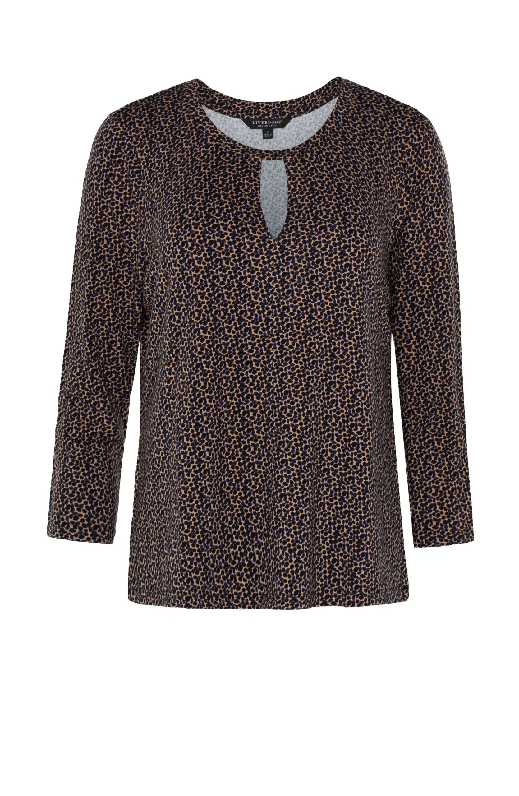 Liverpool Los Angeles Tees-CREW NECK TOP WITH PLEATED FRONT Micropebbleprint
