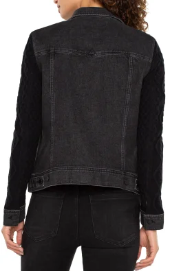 Liverpool Los Angeles Jackets|Jackets-DENIM JACKET WITH SWEATER SLEEVES Arvisdrive