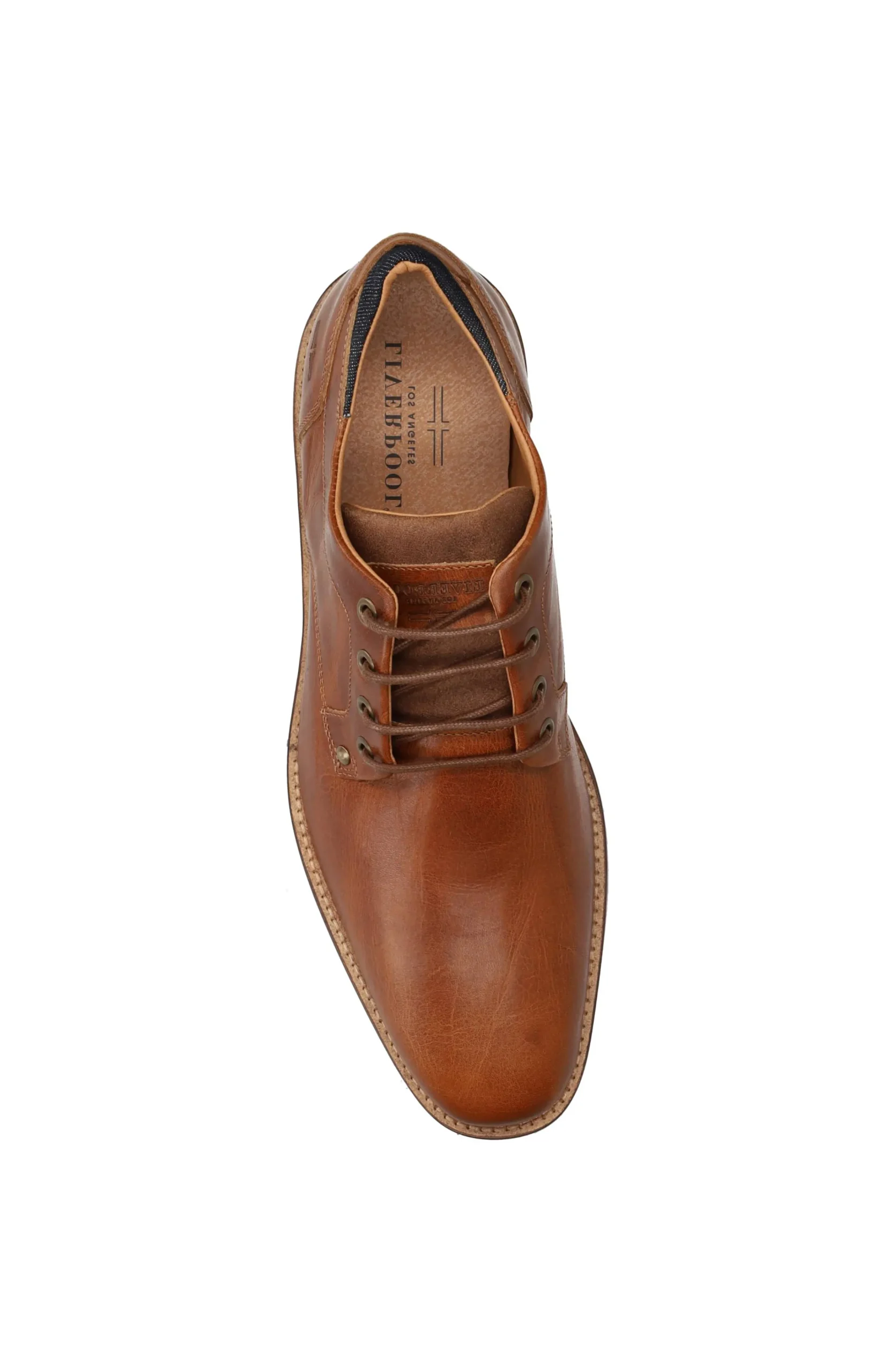 Liverpool Los Angeles Oxfords-DESK BURNISHED LEATHER OXFORD SHOE Cognac