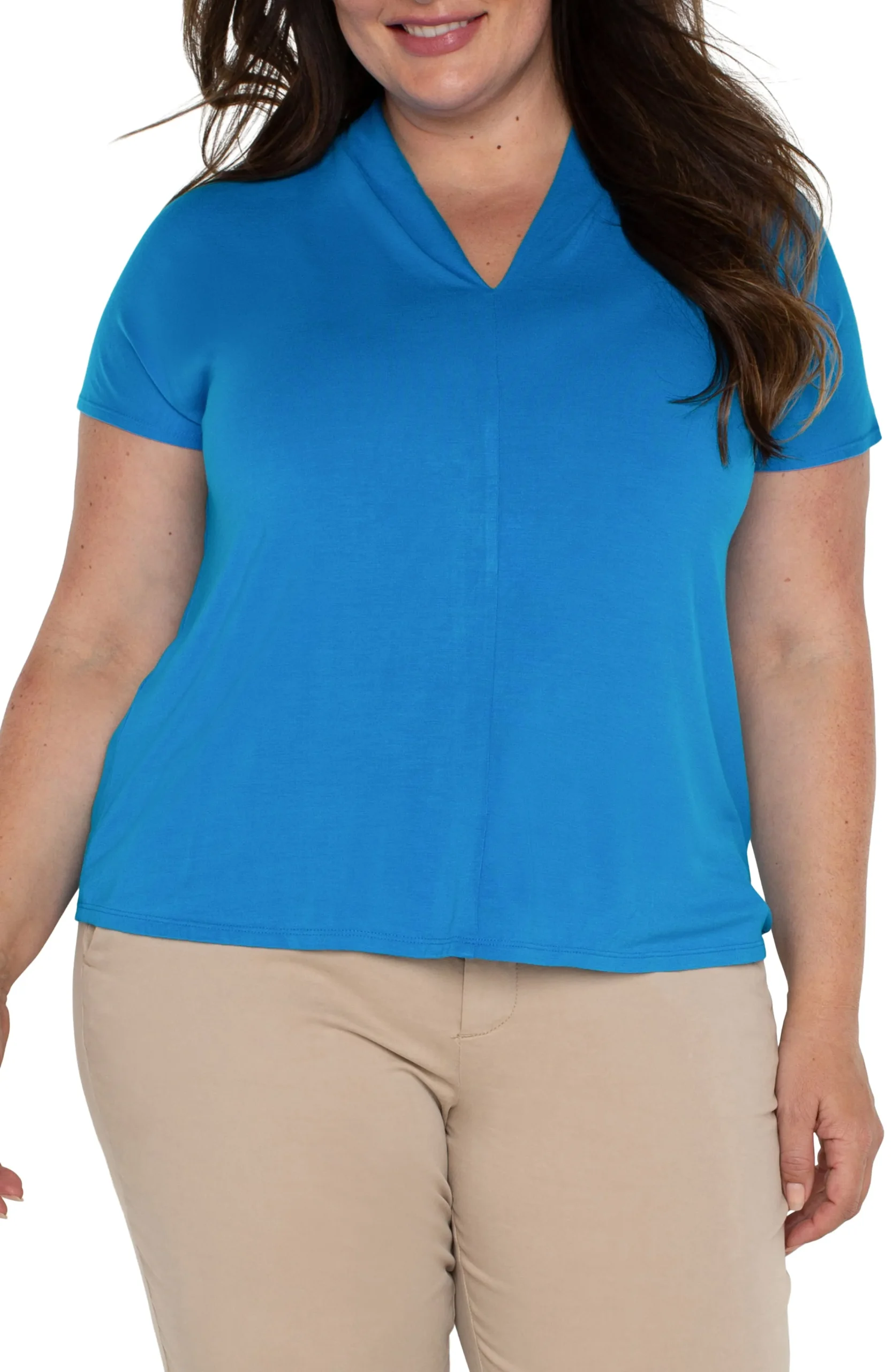 Liverpool Los Angeles Tops-DOLMAN SLEEVE KNIT TOP WITH SHAWL COLLAR Divablue