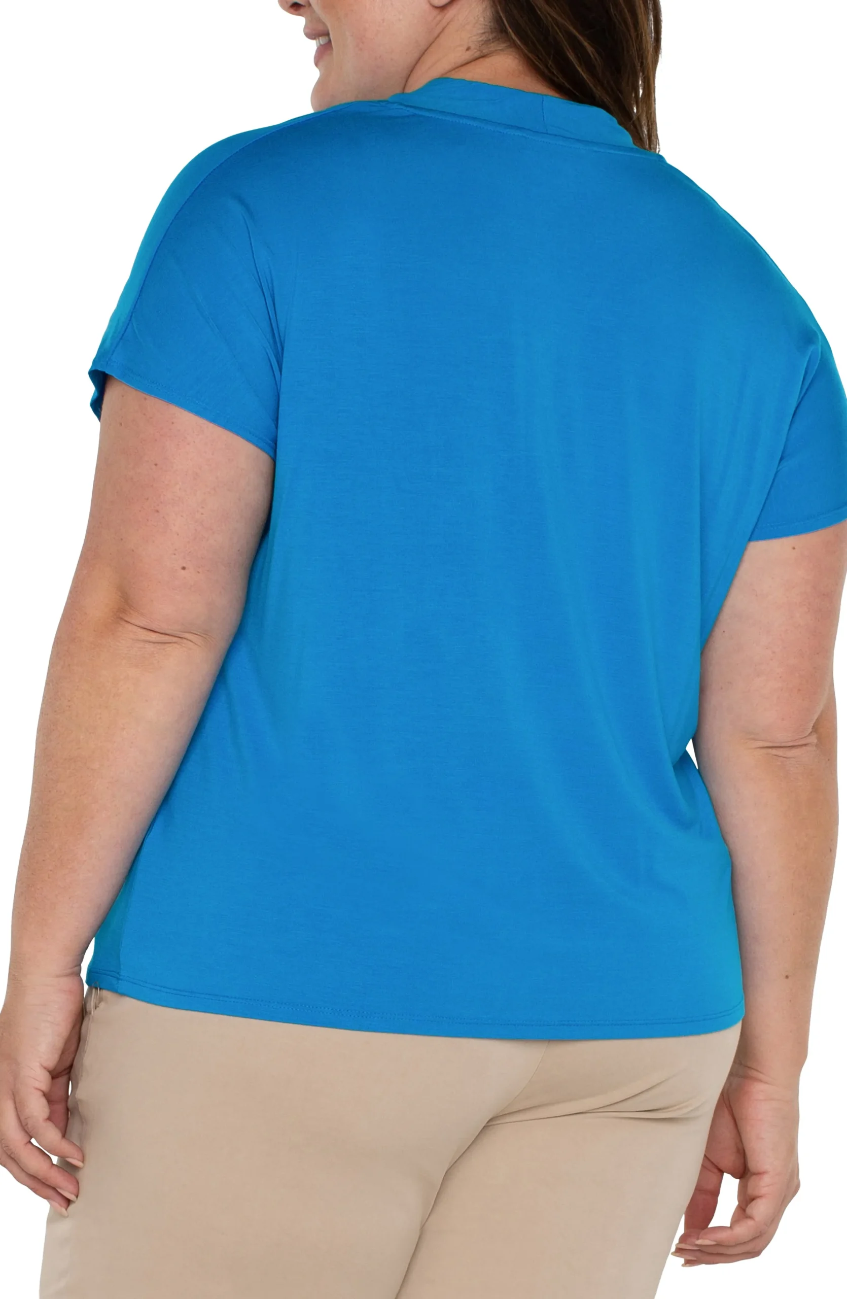 Liverpool Los Angeles Tops-DOLMAN SLEEVE KNIT TOP WITH SHAWL COLLAR Divablue
