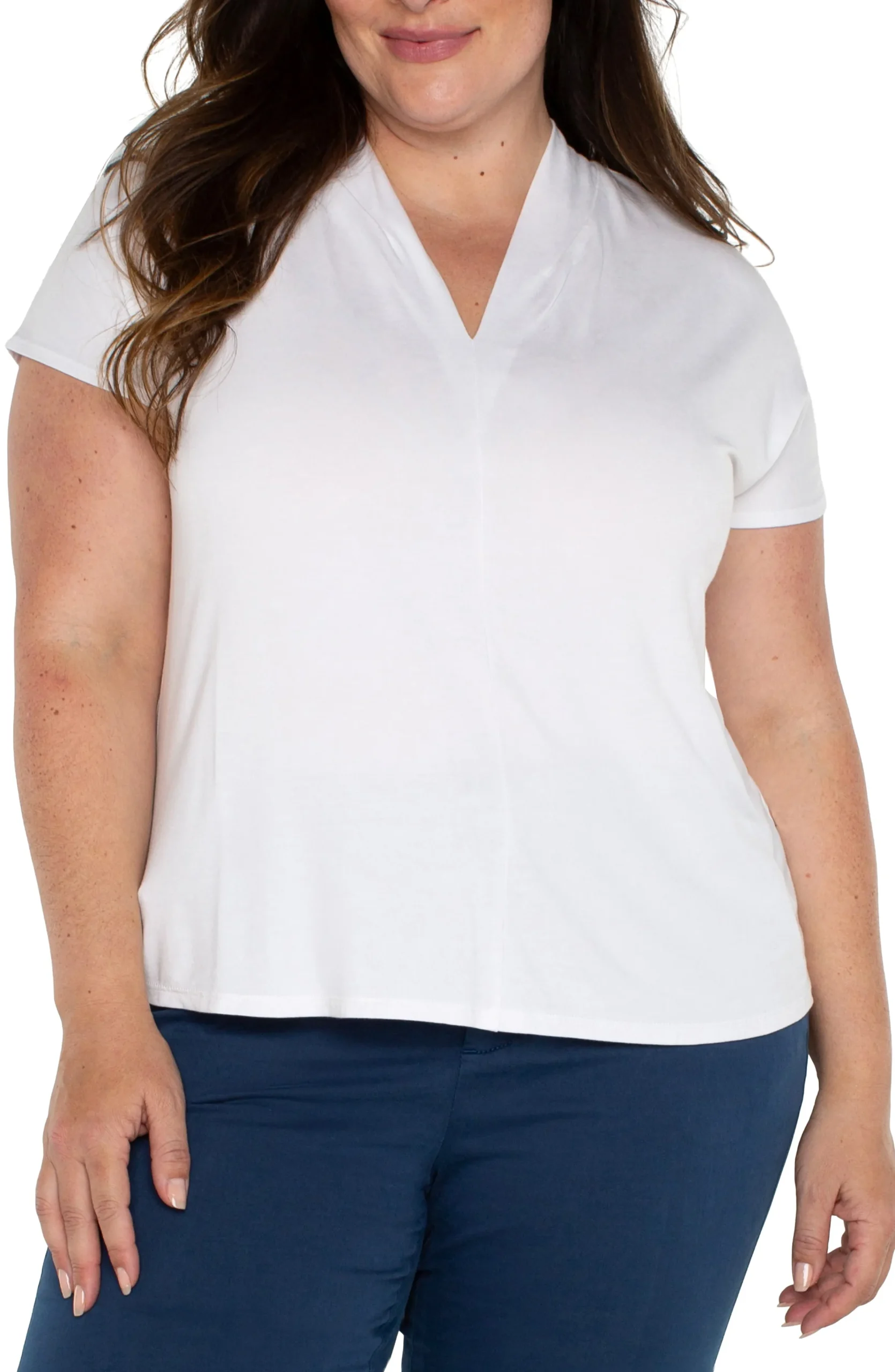 Liverpool Los Angeles Tops-DOLMAN SLEEVE KNIT TOP WITH SHAWL COLLAR White