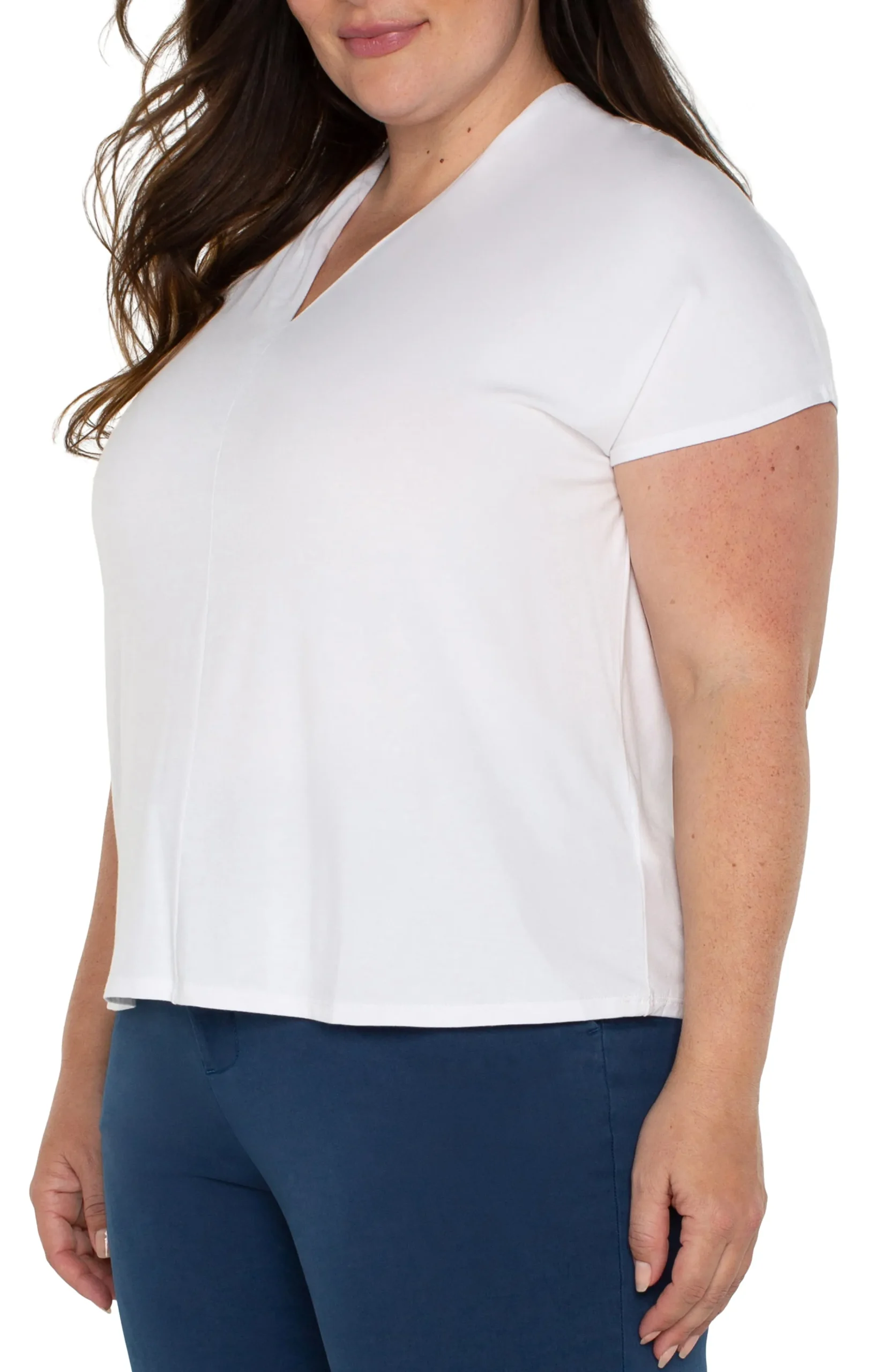 Liverpool Los Angeles Tops-DOLMAN SLEEVE KNIT TOP WITH SHAWL COLLAR White