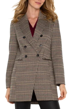 Liverpool Los Angeles Jackets-DOUBLE BREASTED LONGLINE BLAZER Blacktanhoundstooth