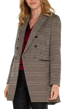Liverpool Los Angeles Jackets-DOUBLE BREASTED LONGLINE BLAZER Blacktanhoundstooth