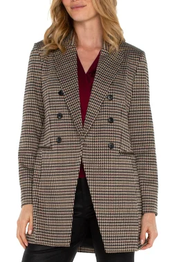 Liverpool Los Angeles Jackets-DOUBLE BREASTED LONGLINE BLAZER Blacktanhoundstooth