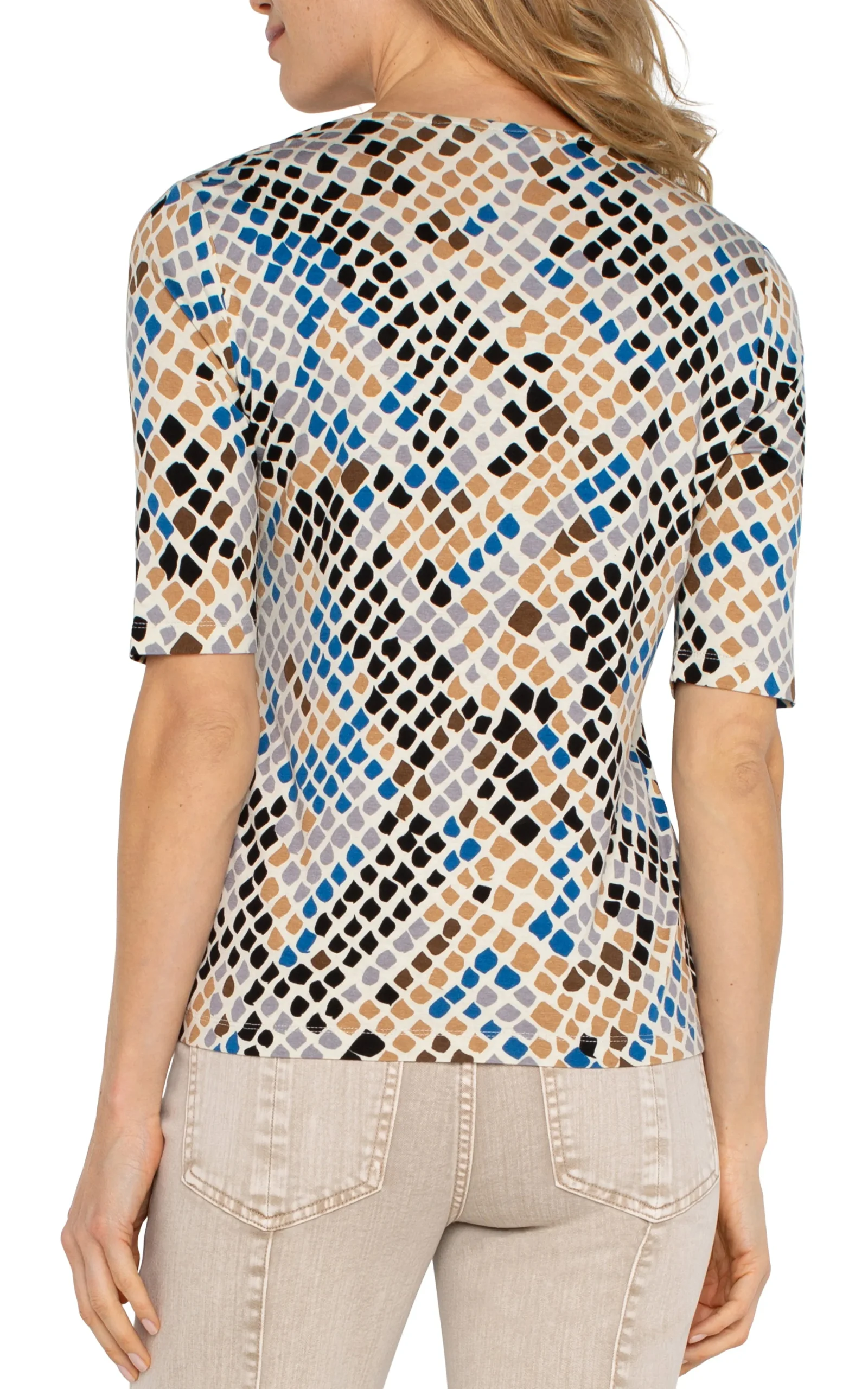 Liverpool Los Angeles Tees|Tops-DOUBLE LAYER V-NECK RIB KNIT TOP Lapissnakemulti