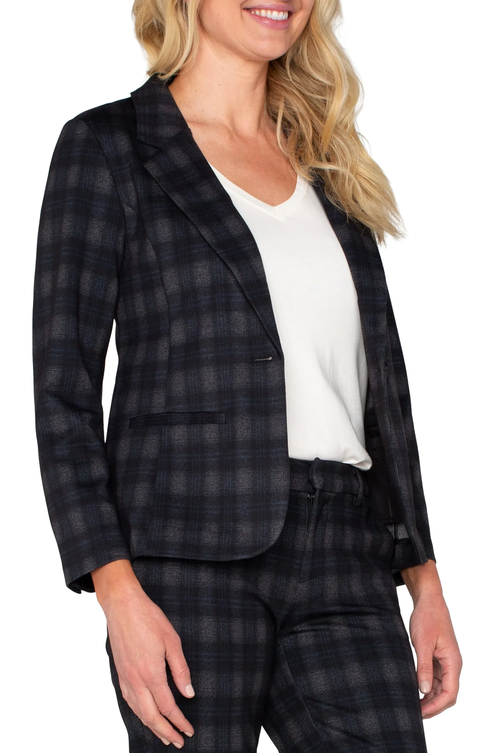 Liverpool Los Angeles Jackets-FITTED BLAZER Charcoalgreyblackberry