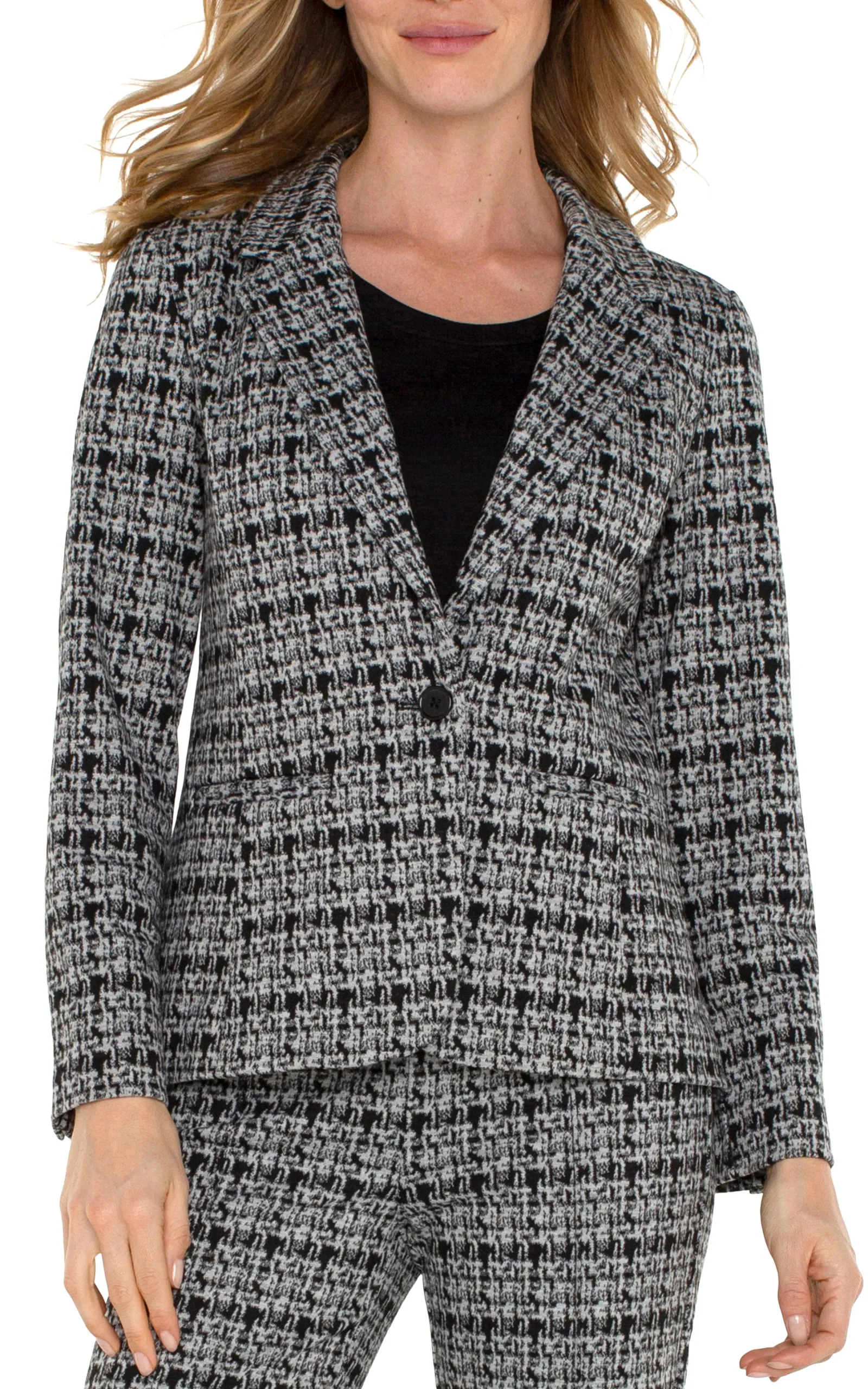 Liverpool Los Angeles Jackets-FITTED BLAZER Blackgreyplaid