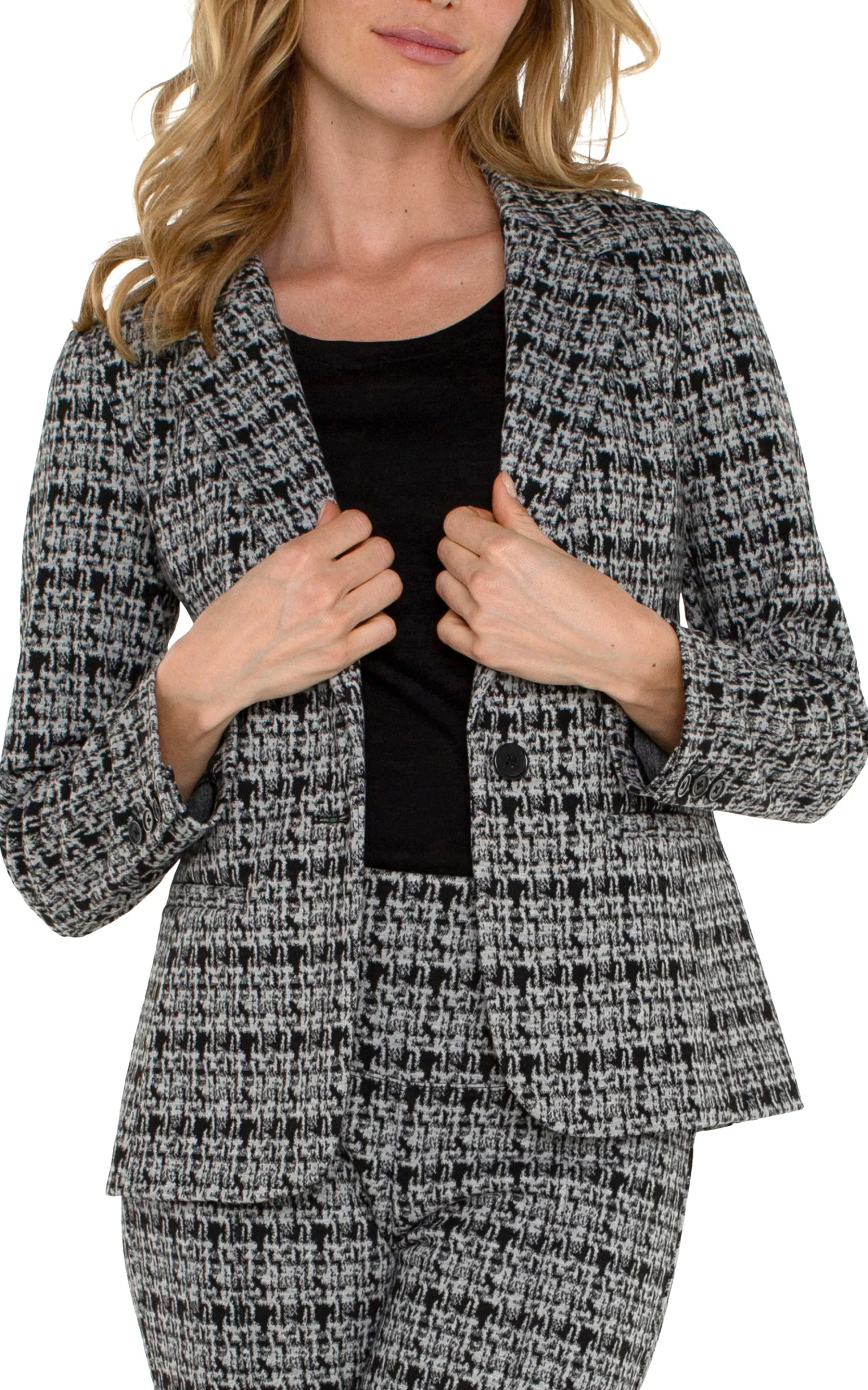 Liverpool Los Angeles Jackets-FITTED BLAZER Blackgreyplaid