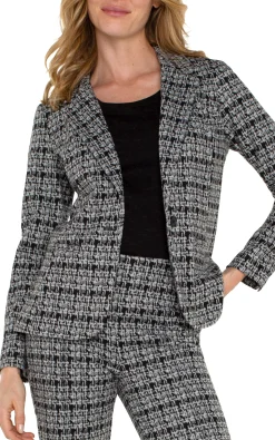 Liverpool Los Angeles Jackets-FITTED BLAZER Blackgreyplaid