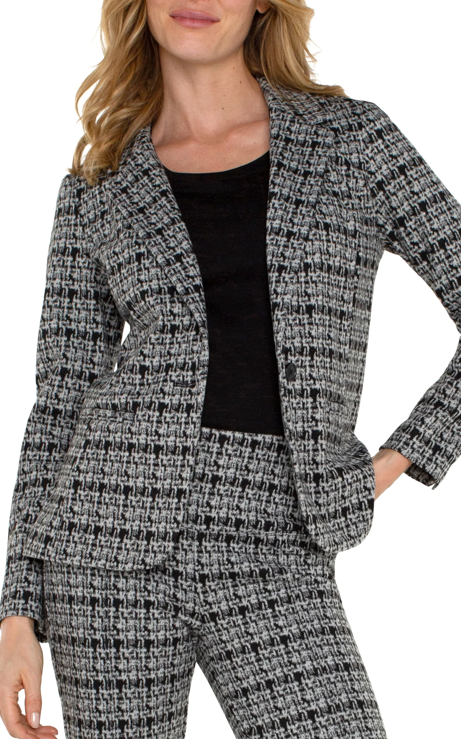 Liverpool Los Angeles Jackets-FITTED BLAZER Blackgreyplaid
