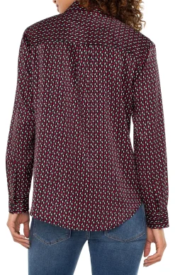 Liverpool Los Angeles Tops-FLAP POCKET BUTTON UP WOVEN BLOUSE Starrubydot