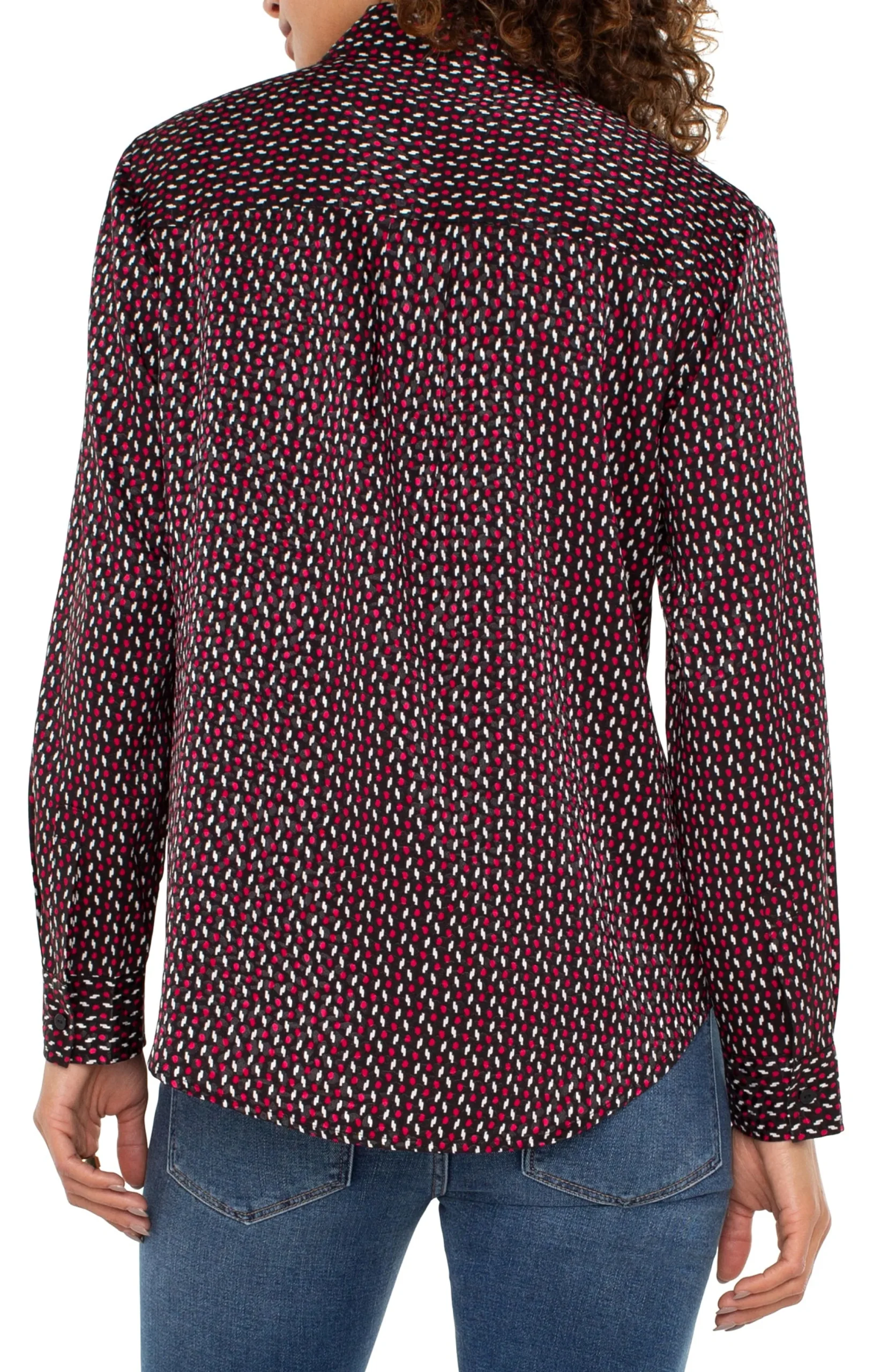 Liverpool Los Angeles Tops-FLAP POCKET BUTTON UP WOVEN BLOUSE Starrubydot