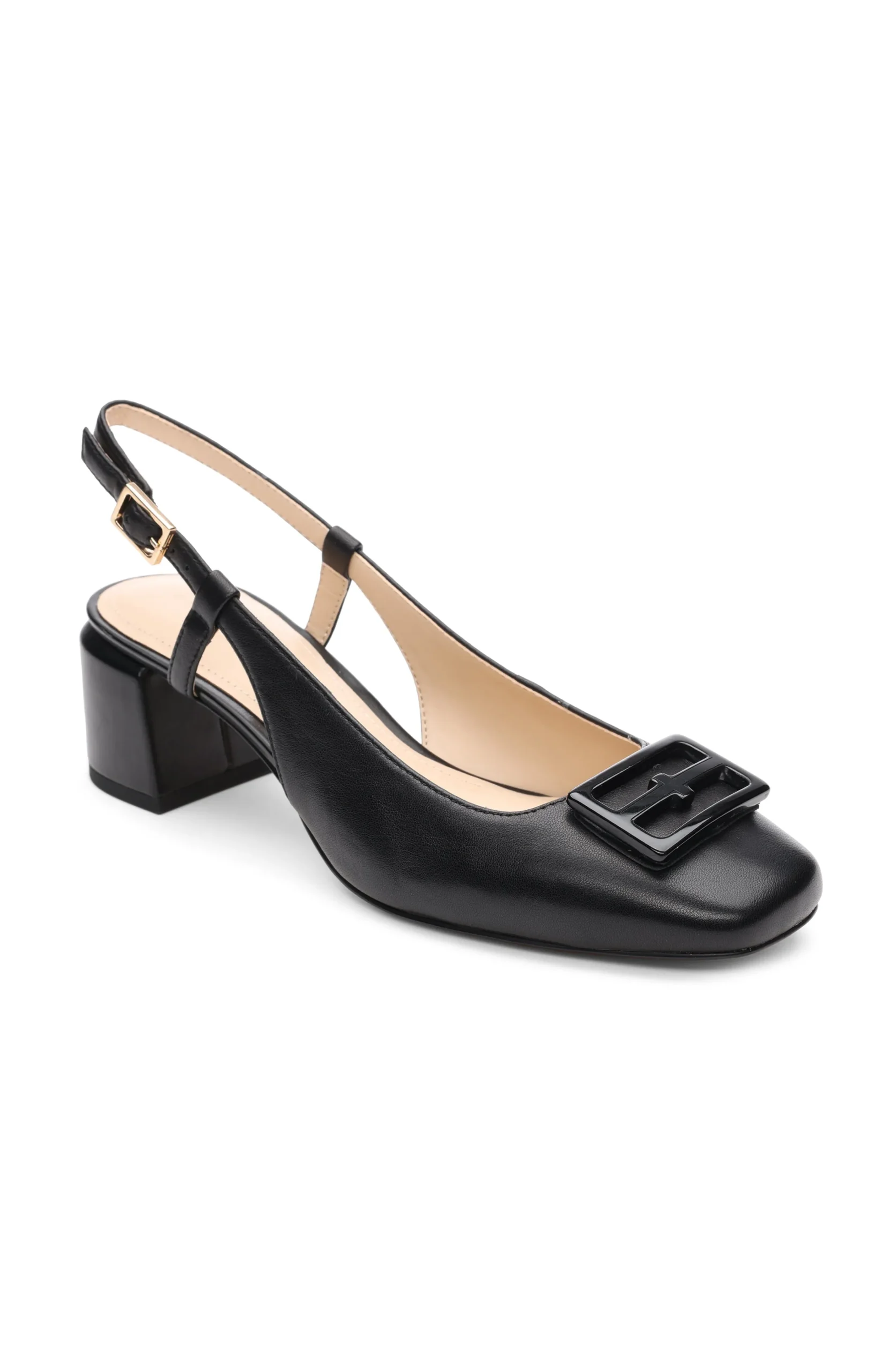 Liverpool Los Angeles Flats-GETTY SLINGBACK WITH LOGO MEDALLION Black