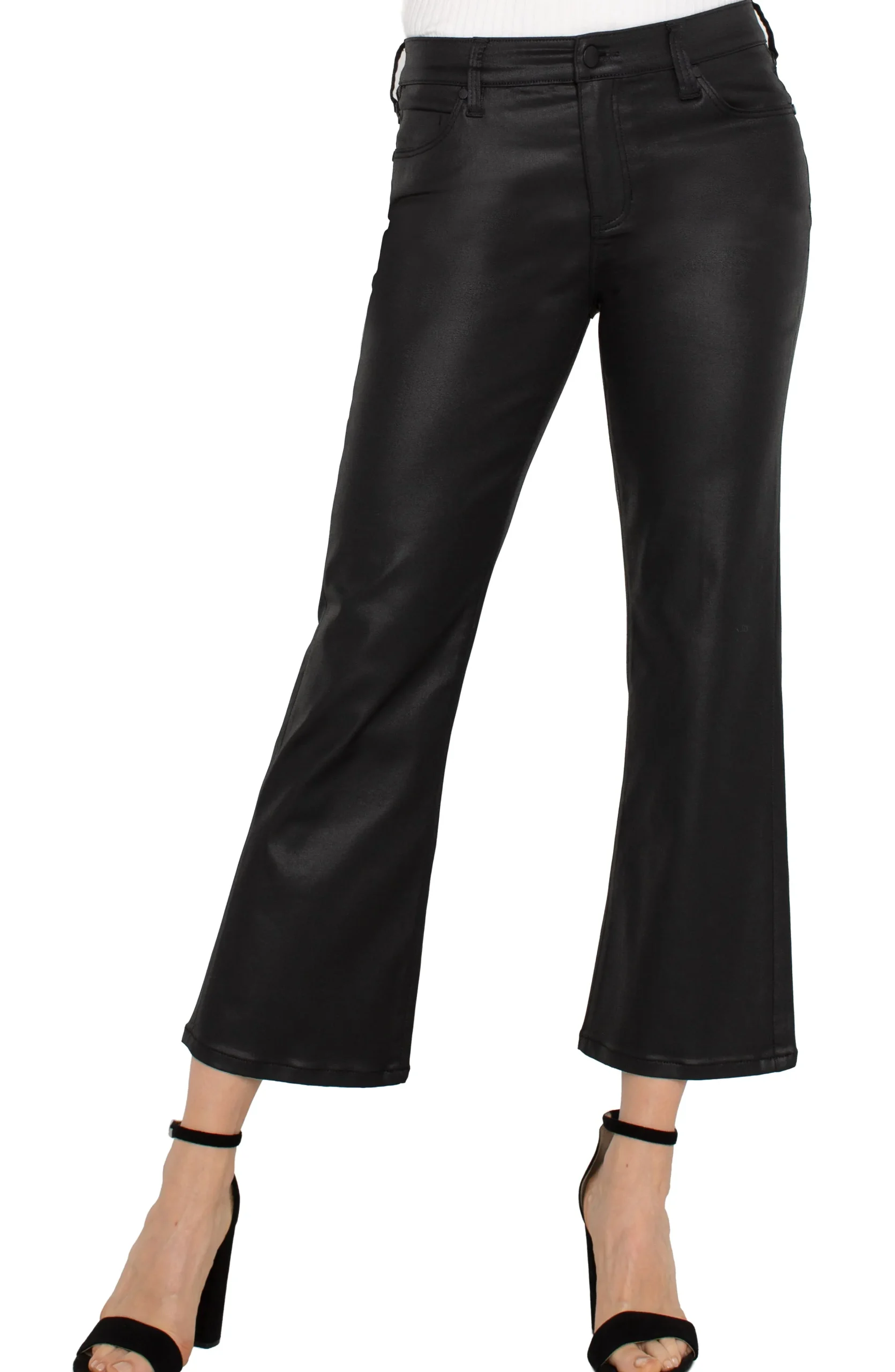 Liverpool Los Angeles Jeans|Pants-HANNAH CROP FLARE - ECO Coatedblack