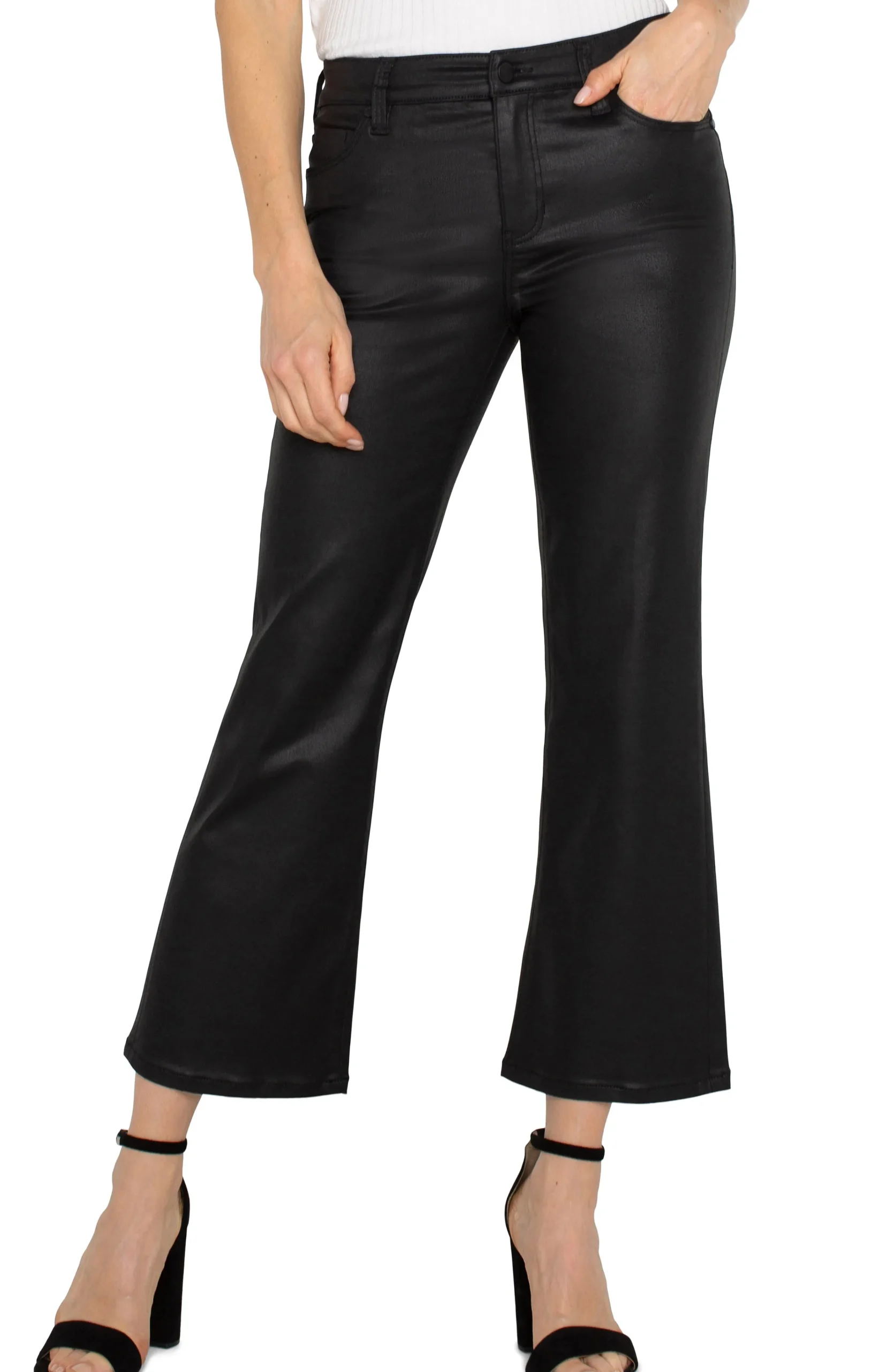 Liverpool Los Angeles Jeans|Pants-HANNAH CROP FLARE - ECO Coatedblack
