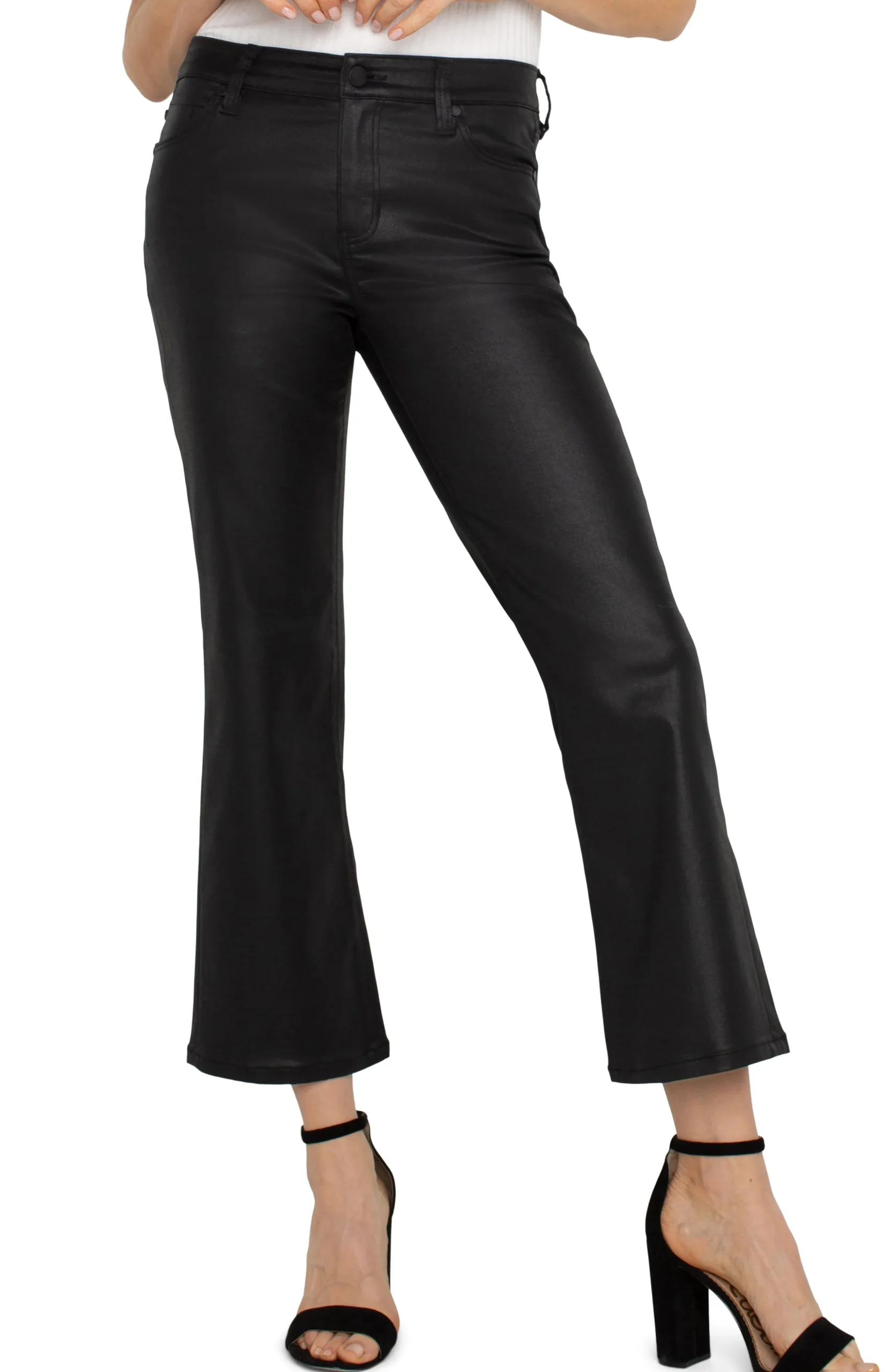 Liverpool Los Angeles Jeans|Pants-HANNAH CROP FLARE - ECO Coatedblack
