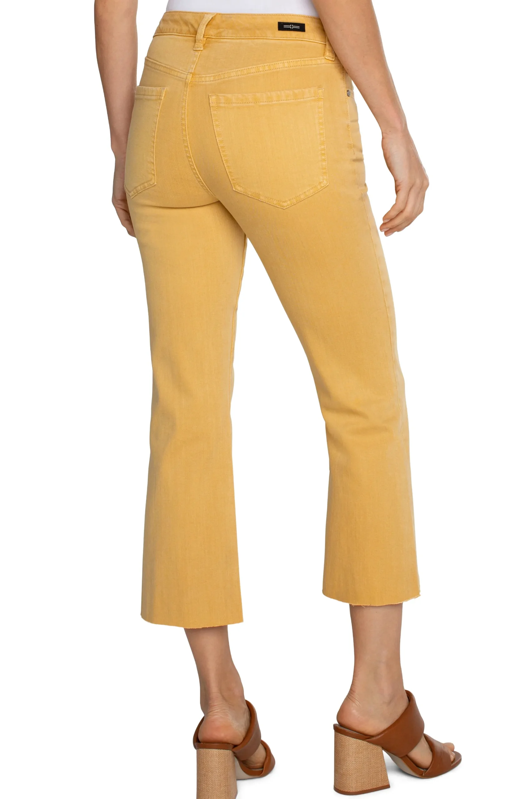 Liverpool Los Angeles Jeans|Bootcut & Flares-HANNAH CROP FLARE WITH CUT HEM Flaxengold