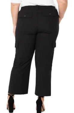 Liverpool Los Angeles Pants-HI-RISE CARGO CROP STRAIGHT Black