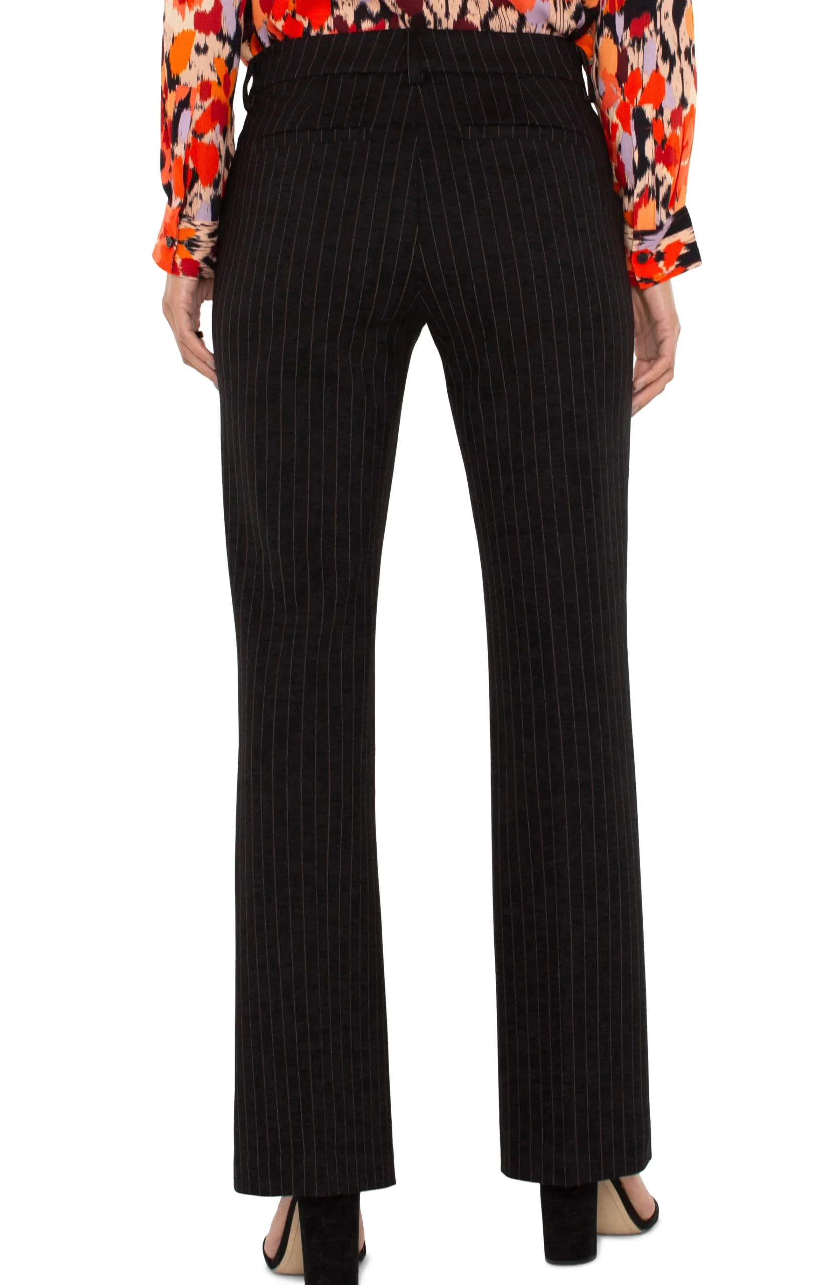Liverpool Los Angeles Pants|Trousers-KELSEY FLARE TROUSER Blackwhitepinstripe