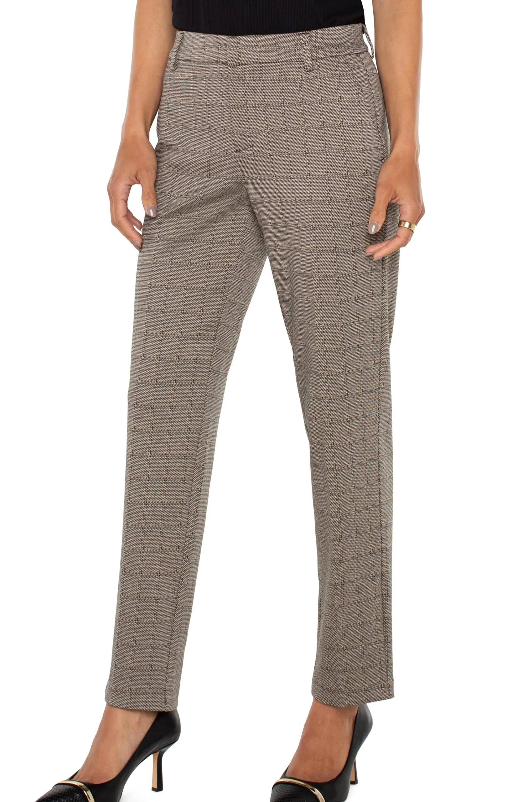 Liverpool Los Angeles Pants|Trousers-KELSEY KNIT TROUSER Peppercornplaid