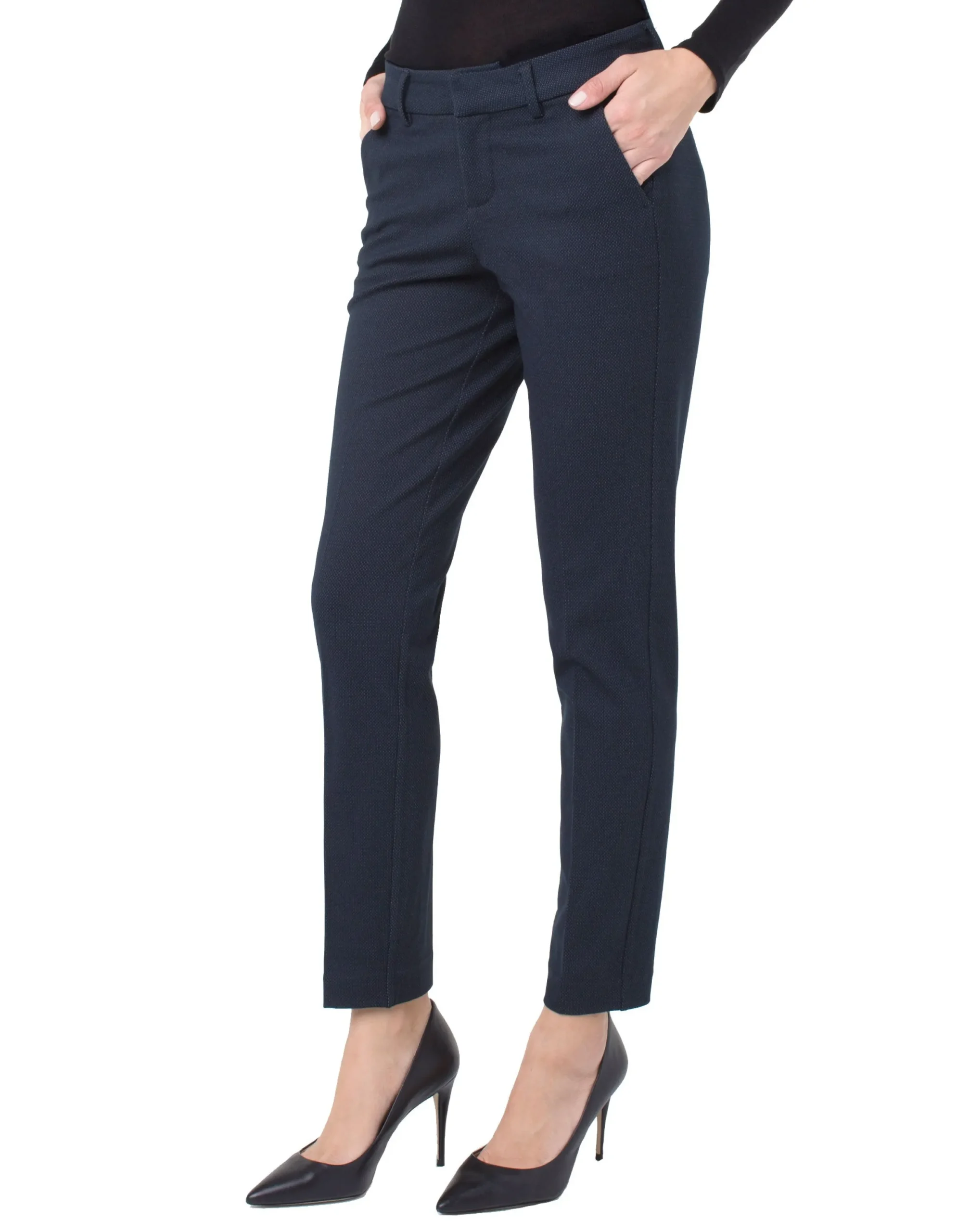 Liverpool Los Angeles Pants|Trousers-KELSEY KNIT TROUSER PATTERNED KNIT Navybirdseye
