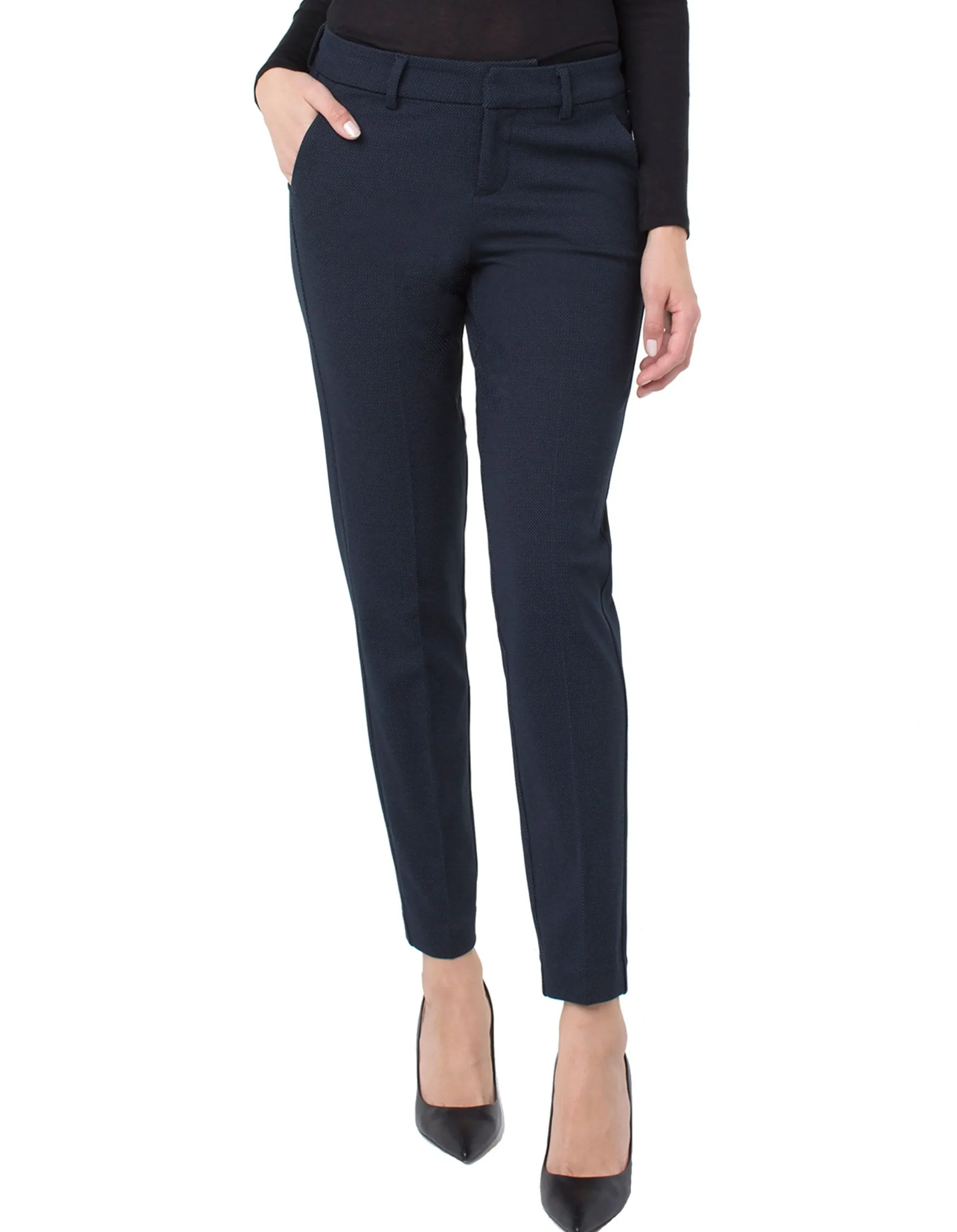 Liverpool Los Angeles Pants|Trousers-KELSEY KNIT TROUSER PATTERNED KNIT Navybirdseye