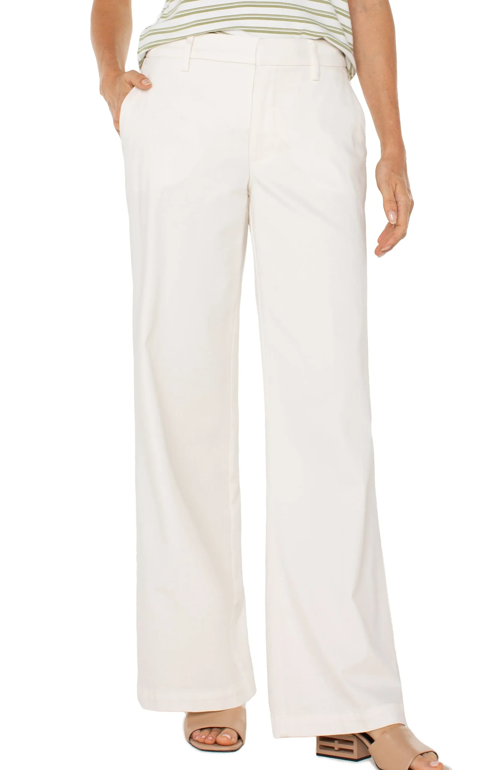 Liverpool Los Angeles Pants|Trousers-KELSEY WIDE LEG TROUSER Bone