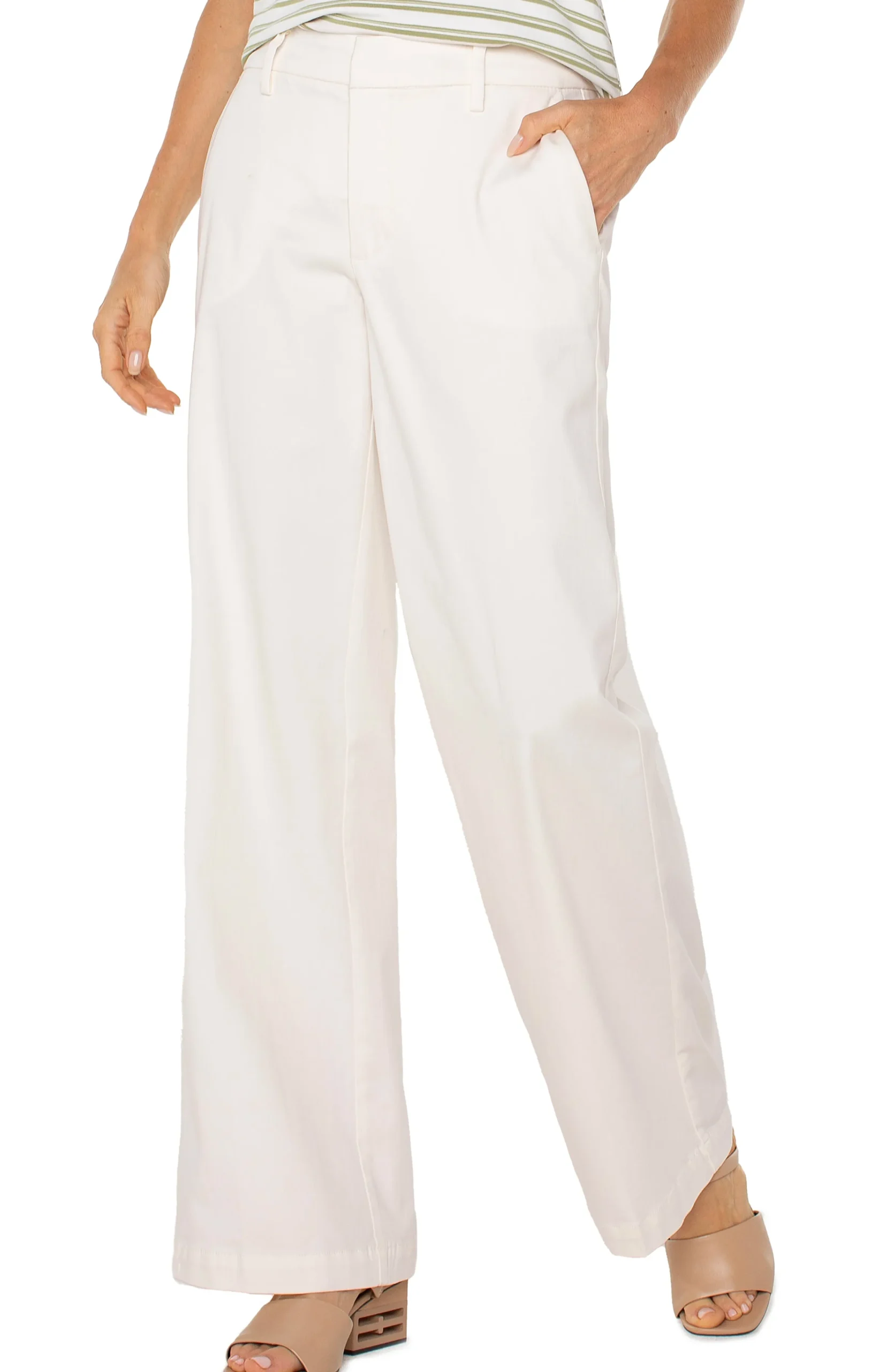 Liverpool Los Angeles Pants|Trousers-KELSEY WIDE LEG TROUSER Bone